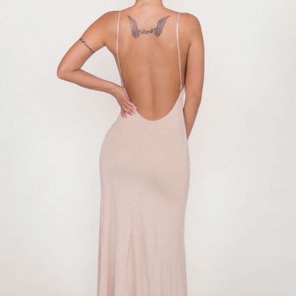 Open Back Cami Maxi Dress - Nude - Picture 5 of 7